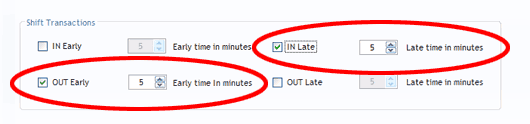 Settings to flag employees who arrive late and leave early. Settings to flag employees who arrive late and leave early.