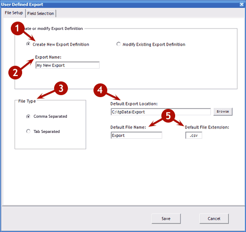 Creating a User-Defined Export Creating a User-Defined Export